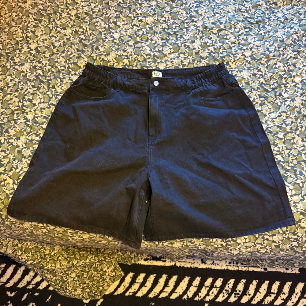 Shiny By Nature Black Jean Shorts